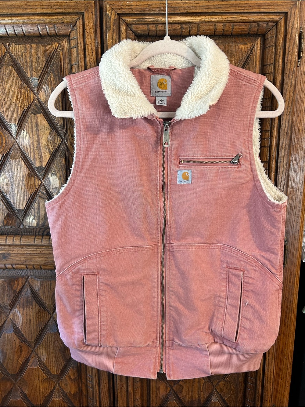 Carhartt Pink Sherpa-Lined Utility Vest